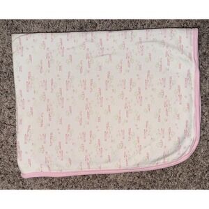 Gerber Organic Baby Blanket‎ Pink White Green Bunny Rabbit Floral Flower Tree